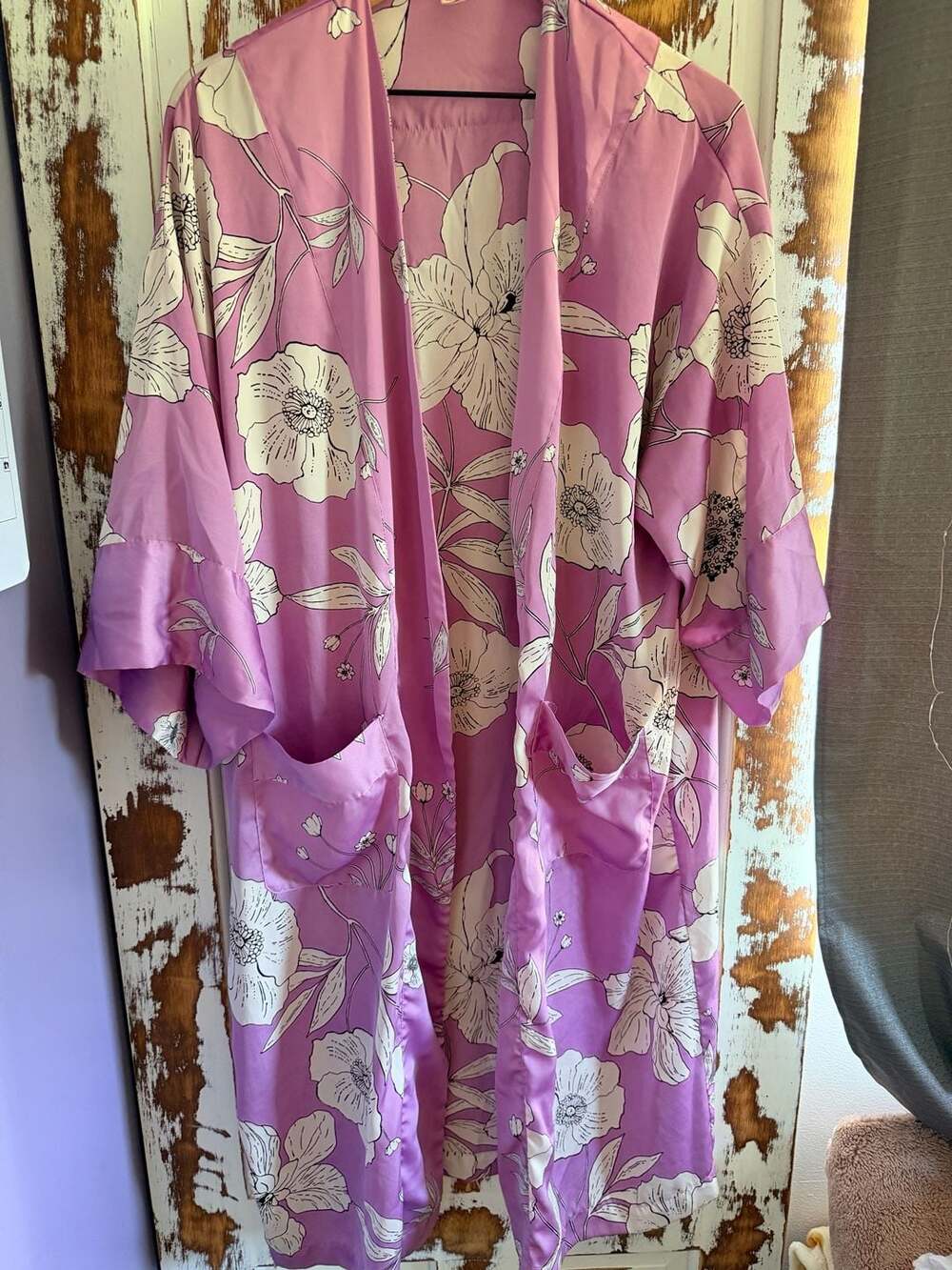 Victoria's Secret Pink Floral Satin Robe
